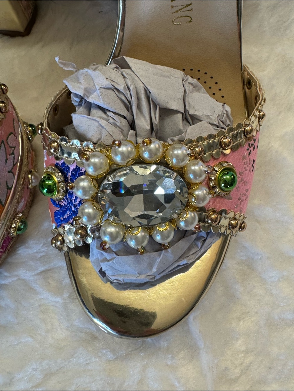 Azalea Wang Aim for the Eyes Women's Pink Embellished Platform Sandals Size 8.0 - Picture 5 of 15